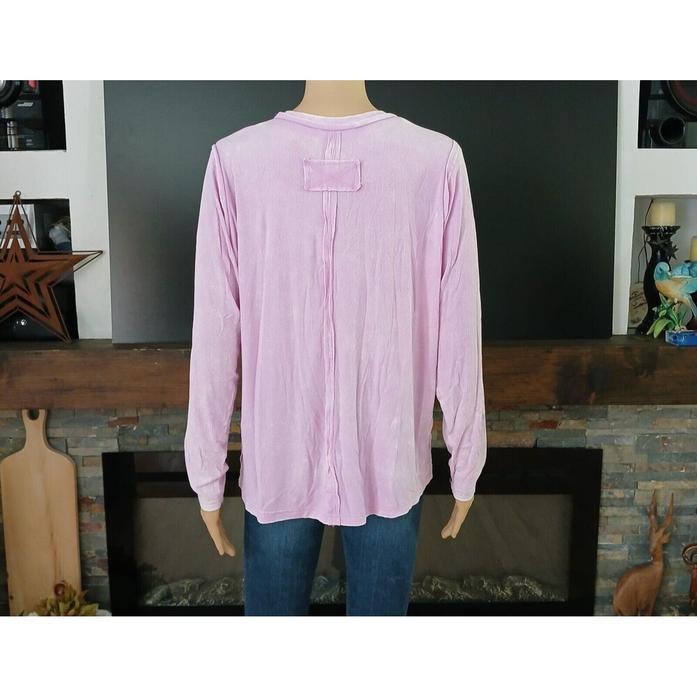 Zenana Women's Medium Pink Tye Dye Long Sleeve Inside Out Top - Picture 7 of 11
